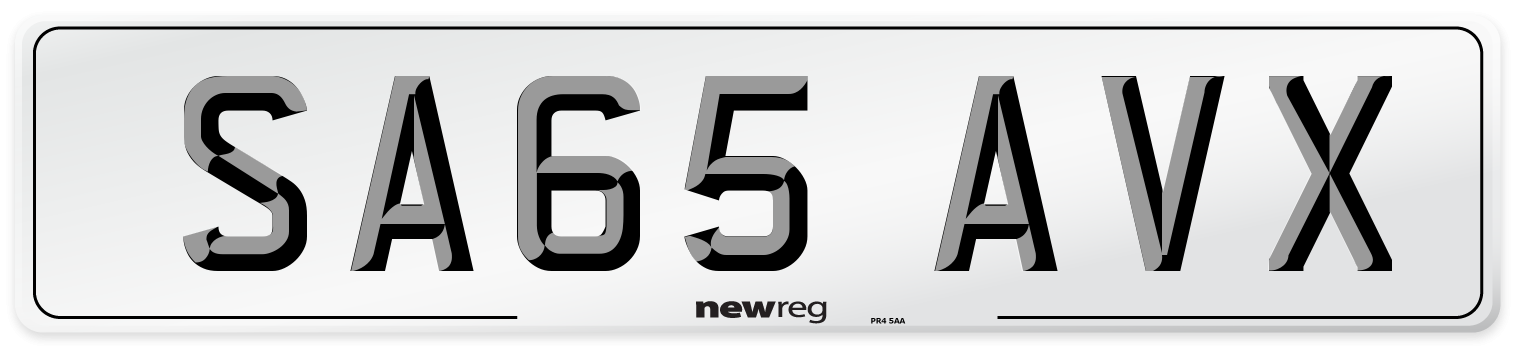 SA65 AVX Number Plate from New Reg